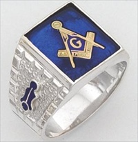 Sterling Silver Masonic Blue Lodge Ring Ring Solid Back#16